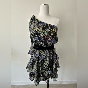 MM Couture by MISS ME - Floral One-Shoulder Ruffle Mini Dress
